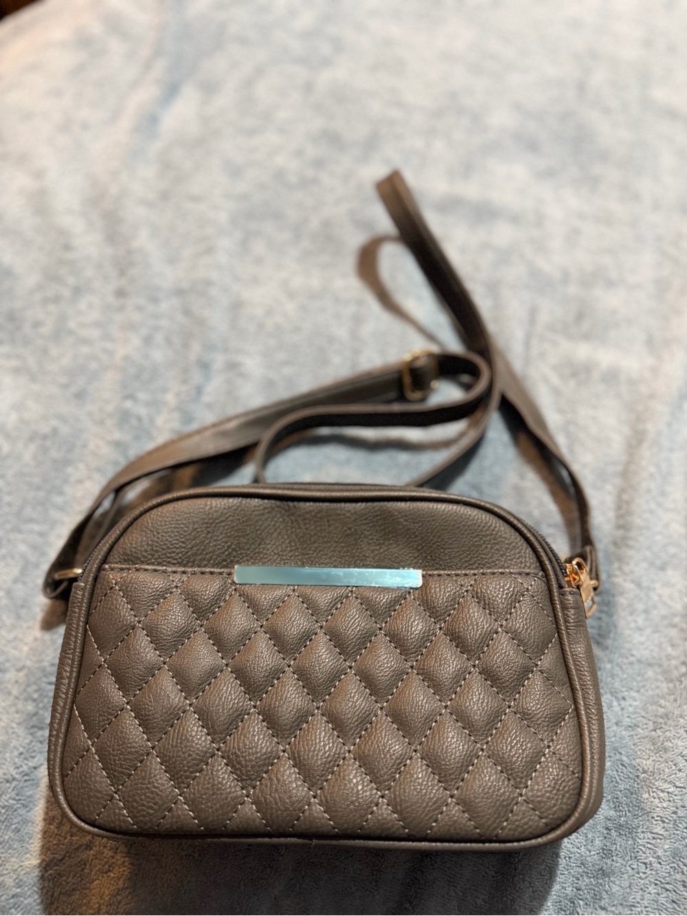 Quilted Black Crossbody Bag with Metal Accent
